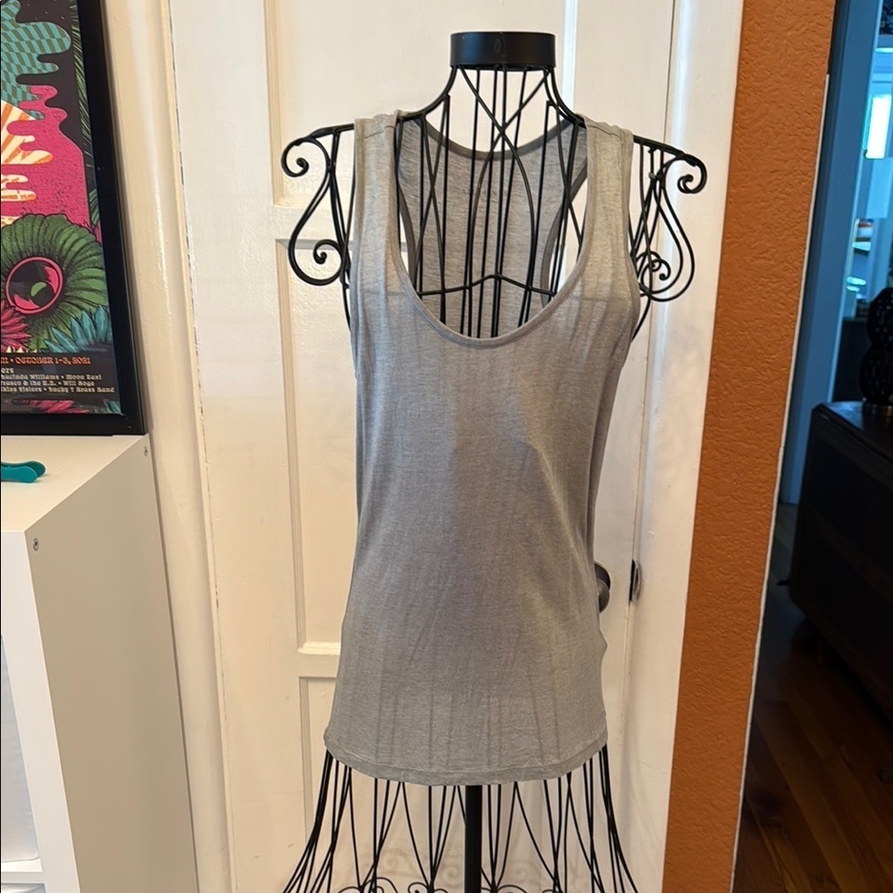 All Saints Gray Fitted Ribbed Tank Top